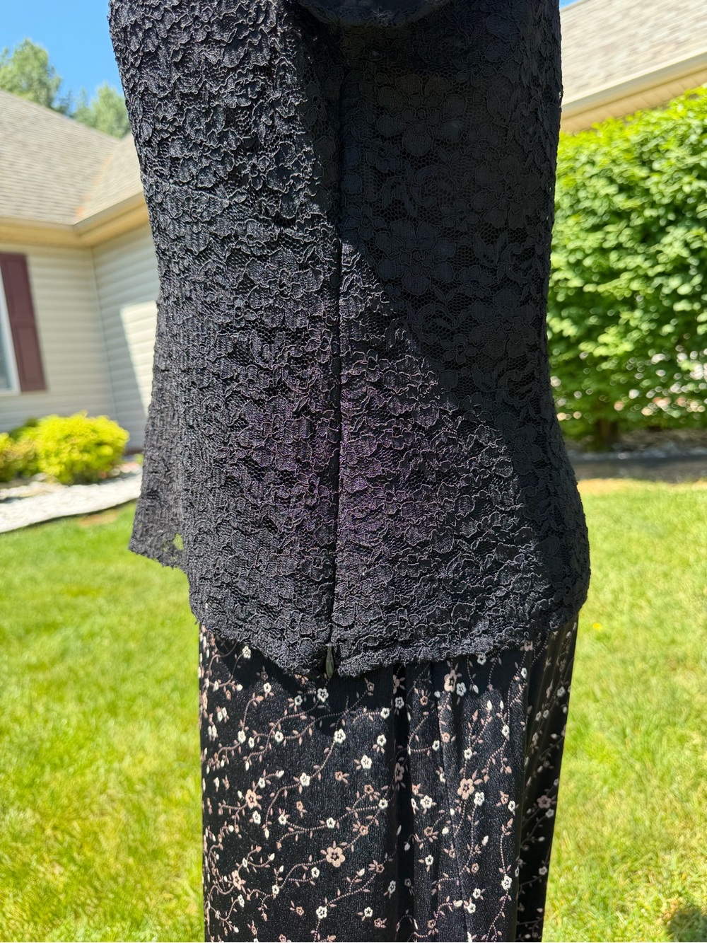Vintage 90s Whimsigoth Set Talbots Lace Blouse Briggs Floral Maxi Skirt Cottage - Picture 10 of 14